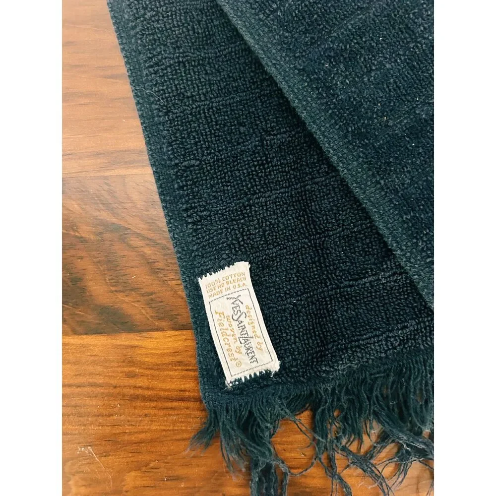 Vintage 1970s Yves Saint Laurent for Fieldcrest Mod Striped Fringed Towel
